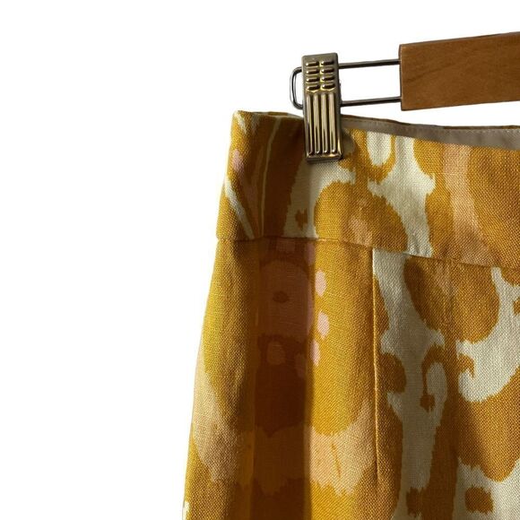 J. Crew Ochre Ikat Linen Print Pencil Skirt Size 2 - Picture 8 of 12